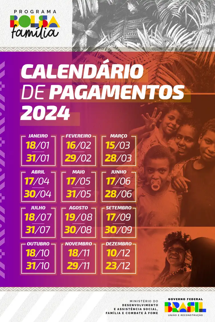 Foto Reprodução MDS. Brasilia (DF) 27/12/2023 Calendário de pagamento do Bolsa Família. Foto Reprodução MDS.
